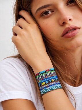Julie Rofman handwoven beaded cuff bracelet "RIO"